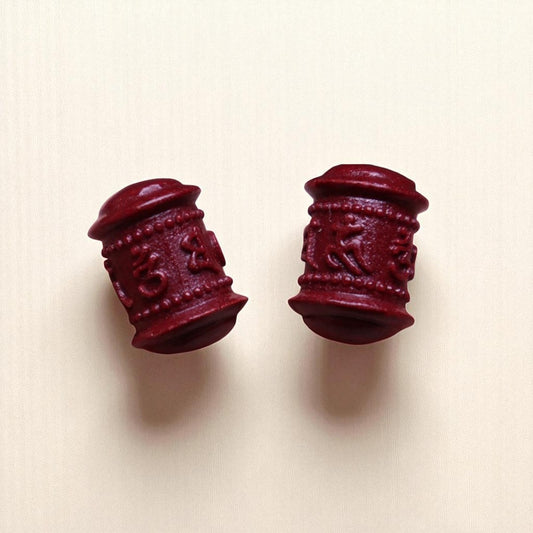 Prayer Wheel Cinnabar Bead